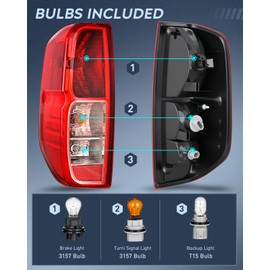 Nilight Taillight Assembly Compatible with 2005 2006 2007 2008 2009 2010 2011 2012 2013 2014 2015 2016 2017 2018 2019 2020 2021 Nissan Frontier and 2009-2012 Suzuki Equator Tail Light Left Driver Side