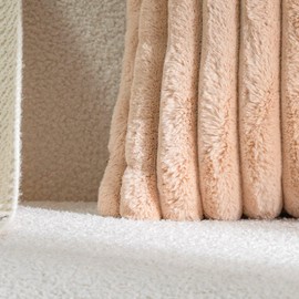 DEELAND Pack of 2 Faux Fur Plush Decorative Throw Pillow Covers Fuzzy Striped Soft Pillowcase Cushion Covers for Sofa Couch Bedroom 12x20 inch (22"x22",Camel)