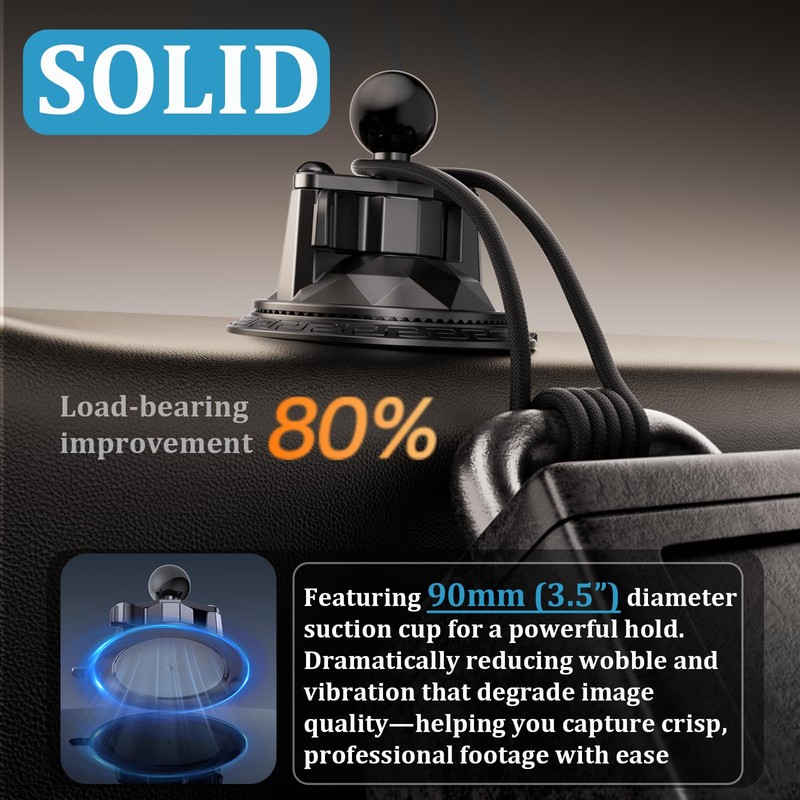 LOKTENWO Twist-Lock Suction Cup Mount with 1” Ball