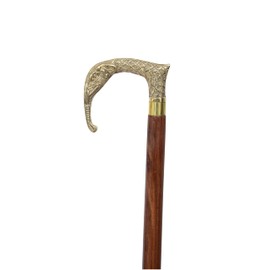 amayera nautical Handcrafted Brass Elephant Head Design Walking Stick – 36-Inch Brown Wooden Cane Antique-Style Wooden Walking Stick for Men & Women