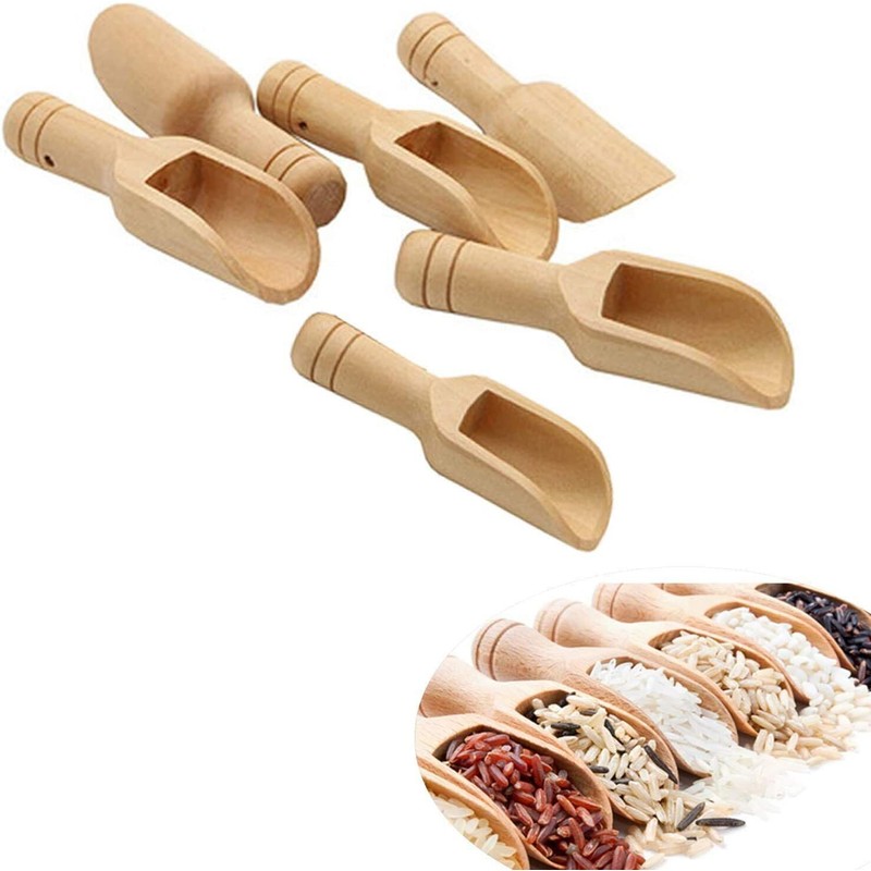 1/2/4/10 PCS Wooden Small Little Mini Scoop Salt Sugar Coffee