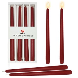10 Inch Taper Candles Candle Sticks Handmade Unscented Set of 4 Smokeless Long Burning Twisted Candlesticks for Wedding Home Decoration Yoga(Red)