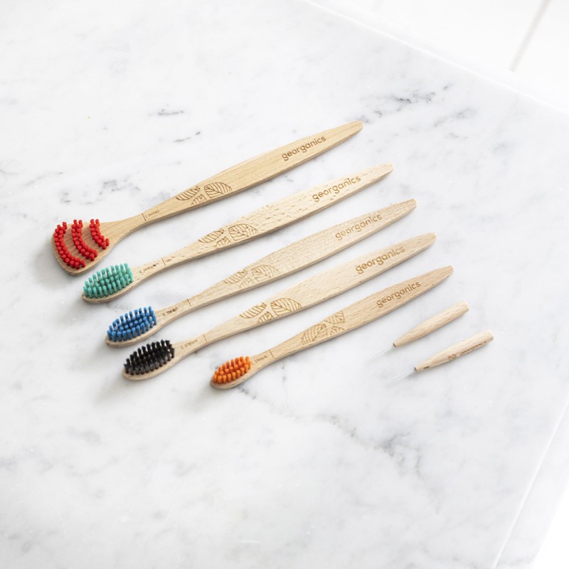 Georganics Beechwood Interdental Brushes ISO 2 (0.5mm) - Naturel and