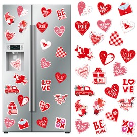 24 Pieces Valentine's Day Car Magnets Valentine's Day Refrigerator Magnets Reflective Car Stickers Heart Magnets Dishwasher Magnet Kitchen Metal Door Magnets for Valentine's Day Accessories DIY Crafts