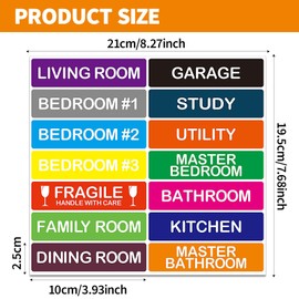 140 Pcs Large Home Moving Labels for Boxe, Labels Sticker, Moving Label, Packing Label for Moving House, Move Sticker, for Moving House Boxe, 14 Different Color Coded Stickers (25x101mm)