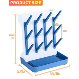 Ariseno Baby Bottle Drying Rack, Vertical Space Saving Countertop Holder - Large Capacity for 12 Bottles, Pump Parts, Pacifiers, Brushes, Sippy Cups - BPA-Free, Baby Accessories Organizer - Blue