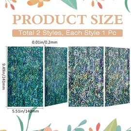 GORGECRAFT 241x140mm 2Pcs Abalone Shell Stick Abalone Veneer Sheet Green Yellow Rectangle Imitation Shells Hand Stickers for Inlay Projects Craft Handmade Decoration with Backside Tape