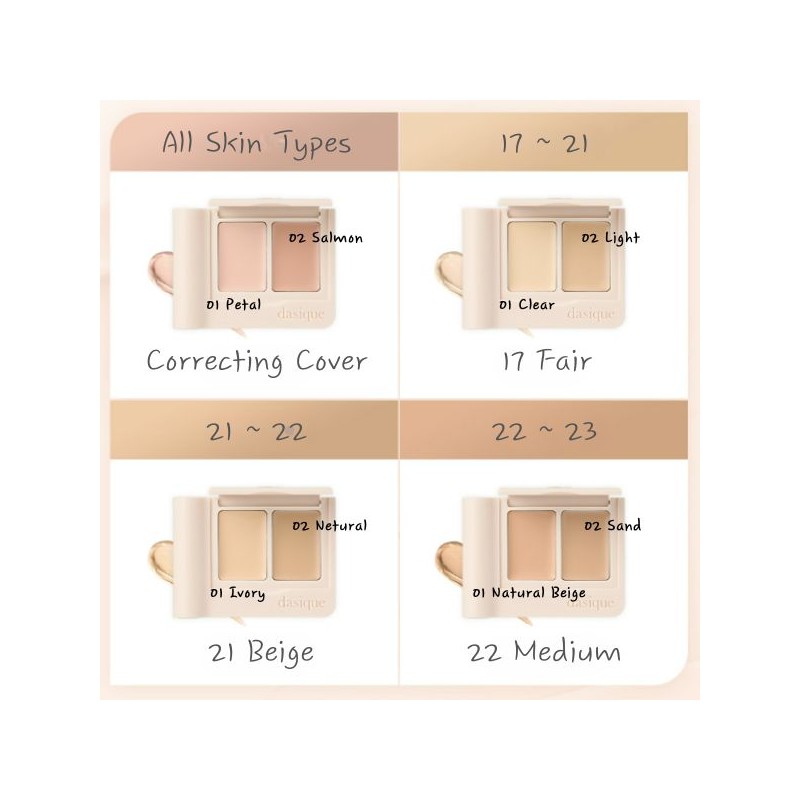DASIQUE Pro Cover Dual Concealer Palette 2.4g, Color:22 Medium