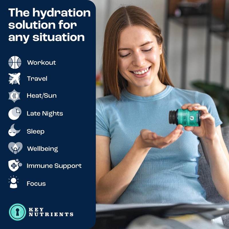 KEY NUTRIENTS Electrolyte Tablets, 200 Capsules, Salt Tablets for Dehydration,