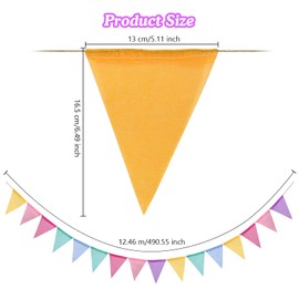 48 Pcs Colorful Pennant Banner Flag, Multicolor Burlap Bunting Pennant Banner Bunting Triangle Banner Pastel Pennants for Garden Classroom Playroom School Outdoor Birthday Summer Grad Party Decor