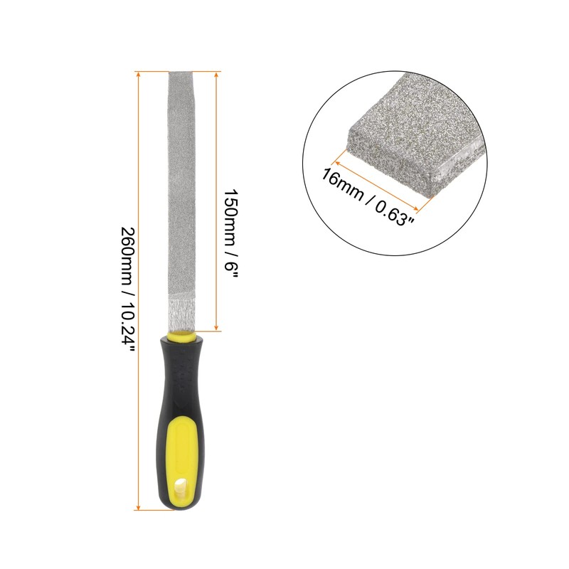 HARFINGTON Diamond Coated File 6 Inch 80 Grits Flat Files