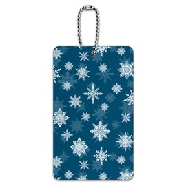 Snowflakes on Blue Tile Pattern Luggage Card Suitcase Carry-On ID Tag