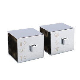 Gorise 1 Pair Thermostatic Control Handles, Square Shower Temperature Handle Knob Chrome Water Control Handles Replacement Parts