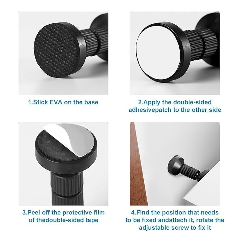 2 PCS Adjustable Headboard Stoppers - Bed Wall Stabilizers for