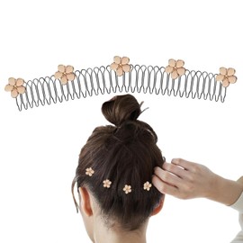 3Pcs Stretchable Invisible Flower Hair Clips-U Shape Hair Finishing Fixer Comb,Stretchable Hair Pin, Cute Invisible Hair Holder,U Pin Hair Styling Tools Hair Accessories,Clips and Barrettes,White