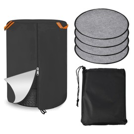 XhuangTech 420D Waterproof Tire Cover for Storage, Heavy Duty Tire Storage Bag with Metal Zipper, 4 Felt Pads & Reflective Handles, UV Protection & Dirt-Resistant Dual-Sided Use for Truck, SUV, RV (S)