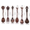 6 Pcs/Set Vintage Carved Coffee Spoons Teaspoons Retro Zinc Alloy