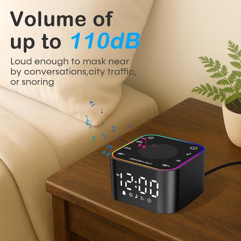 Sound Machine with Alarm Clock: 30 Non-Looping Sleep Sounds -