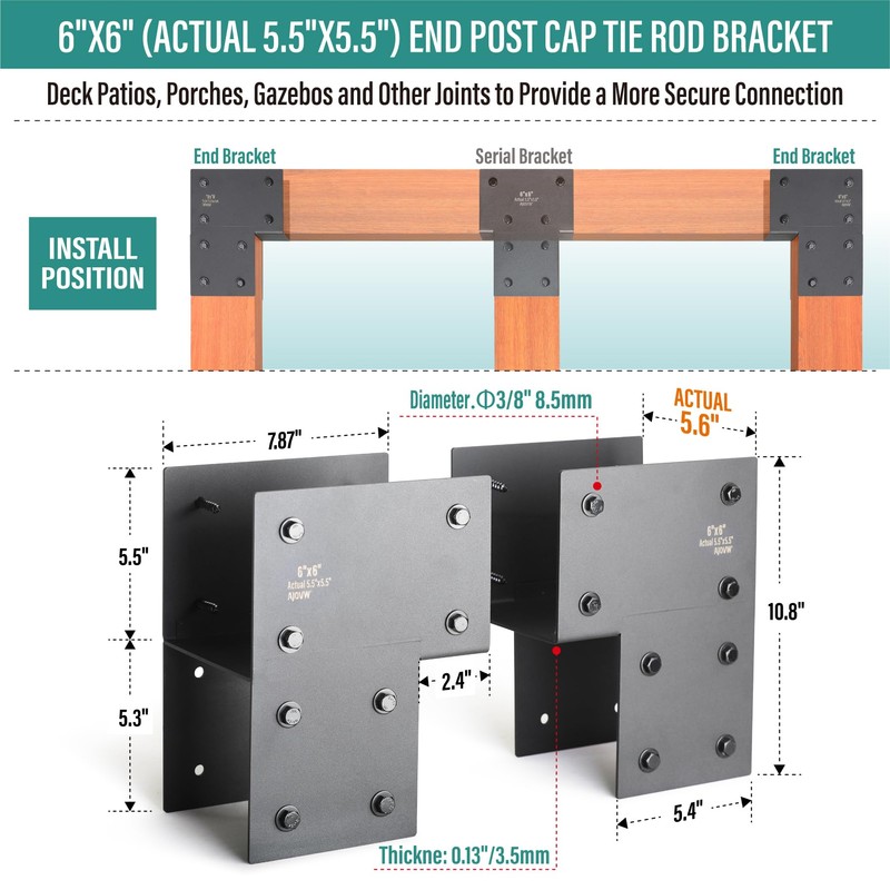 AJOVW 2 Pack 6x6 Post Anchor Connector, Heavy Stainless Steel