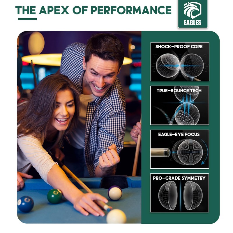 EAGLES Professional Billiard Ball Set – 2-1/4" Regulation Size Pool