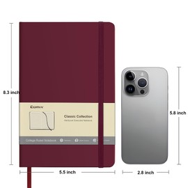 Comix Lined Journal Notebook for Women Men, Journaling Notebooks for Office School Home, Burgundy, 240 Pages, 5.5" x 8.3", College Ruled, A5, Hardcover