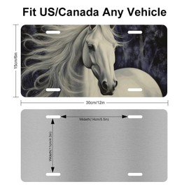 Muishi Pretty White Horse Decorative License Plate, Vanity Tag, Metal License Plate, Aluminum Novelty License Plate Home Decor for Men/Women/Boy/Girls 6 X 12 Inch (4 Holes)