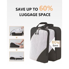 MOLICRAIN Compression Packing Cubes for Suitcase, 6 PCS Ultralight Travel Organiser Packing Bags, Extensible Luggage Organiser, Suitcase Organiser, Travel Luggage Packing Organizers(Black)