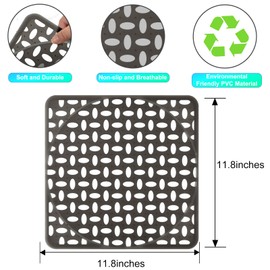 Coopay 2 Pack Kitchen Sink Mat Plastic Protect Mat PVC Eco-friendly Kitchen Adjustable Stainless steel/Porcelain Dish Drying Pad Sink Protector for Bottom, 11.8 x 11.8 Inches (Gray)