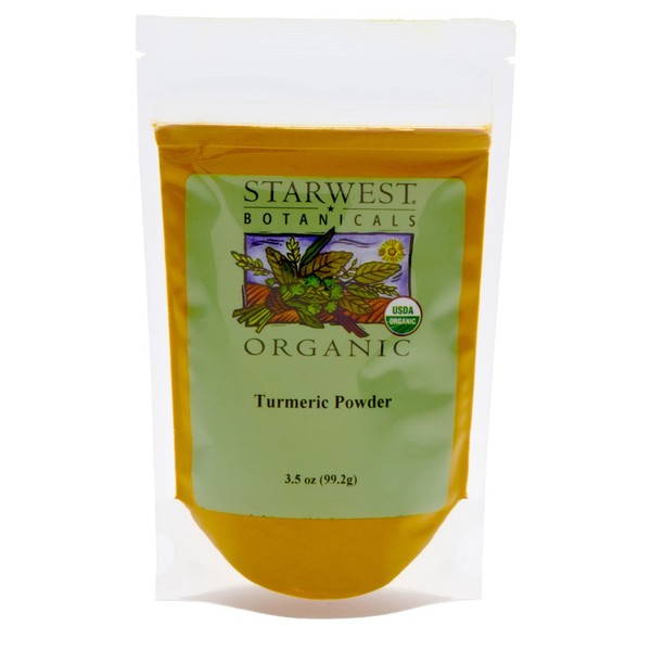 Starwest Botanicals Organic Turmeric Root Powder, 3.5 Ounce Pouch Curcumin Spice
