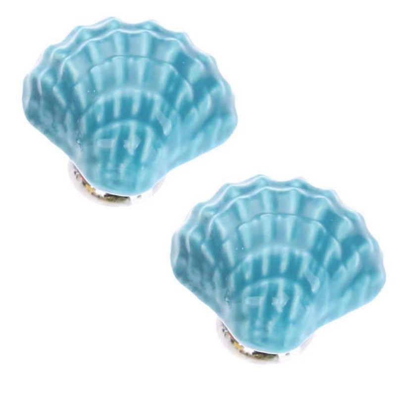 Joyindecor Ceramic Seashell Nautical Drawer Pulls Handles for Kitchen Cabinet