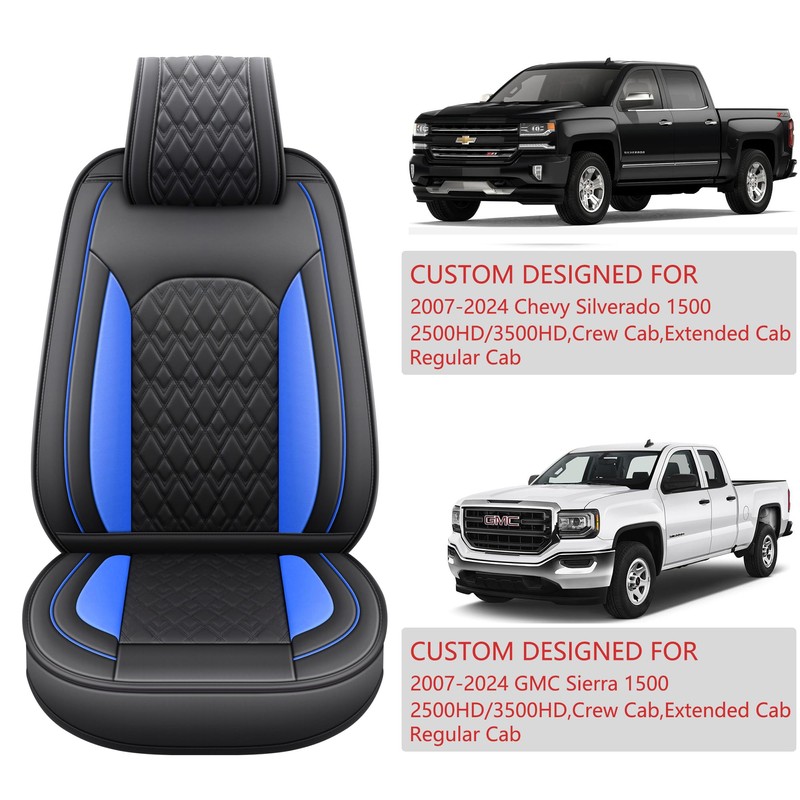 JOJOBAY Chevy Silverado Seat Covers,Leather Seat Covers for GMC Sierra,Custom
