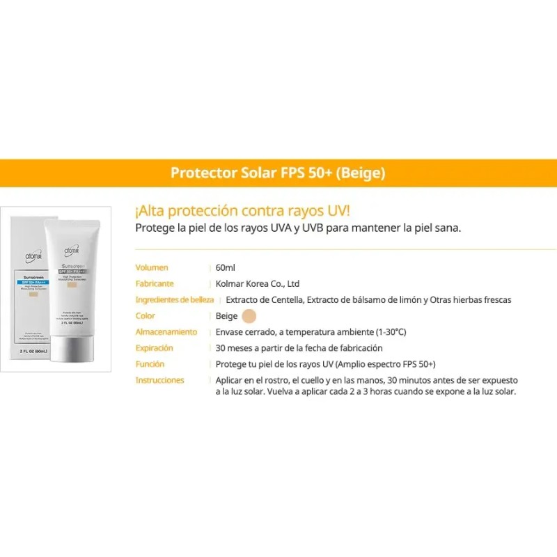 Protector Solar Atomy I Beige O Blanco I Sunscreen