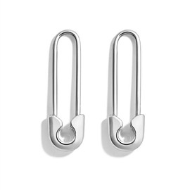 ONLYJUMP Minimalist Safety Pin Earrings for Women Lock Shape Hoop Dangle Drop Earrings Cartilage Sterling Silver Big Hoop Earrings Geometric Huggie Hoop Earrings Statement Jewelry Gifts (Silver)