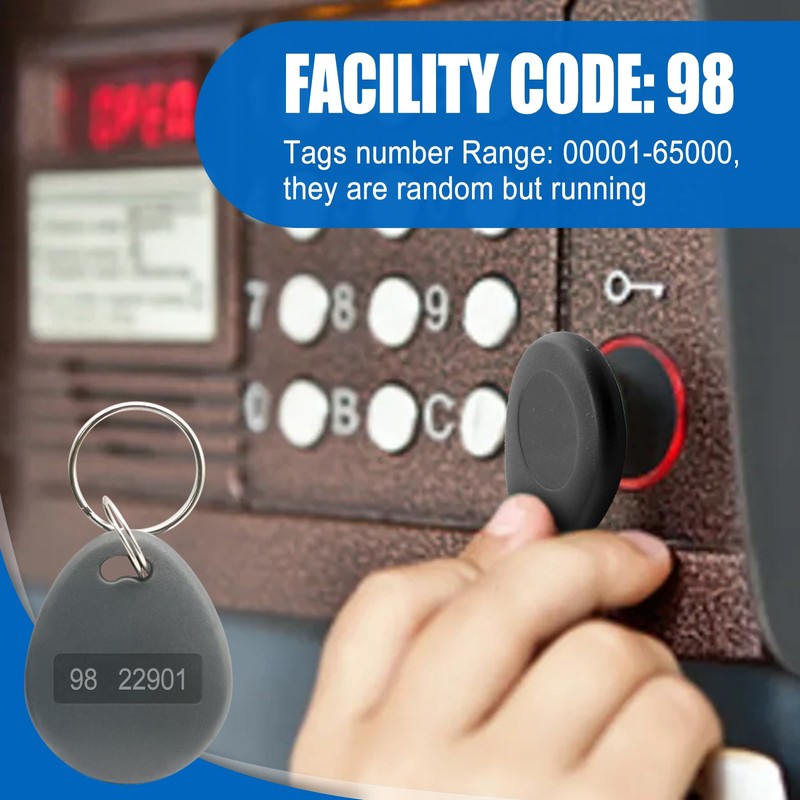 RFID Key Fobs Writable, HID 125KHZ 26 Bit Keyfobs Proximity