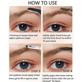Kit De Gel Para Cejas Con Tinte Resistente Al Agua - Brunctte Gel Espesante Para Cejas Y Pegamento Fijador Transparente, Tinte Para Rellenar Cejas,...