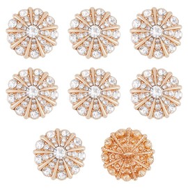 SUPERFINDINGS 8Pcs Flower Rhinestone Shank Buttons Sew on Light Gold Buttons Crystal Embellishments with 1-Hole for Clothing Jewelry Making DIY Decoration