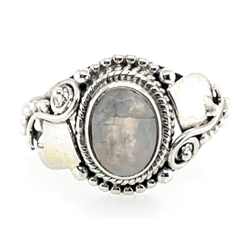 Natural Moonstone 925 Solid Sterling Silver Engagement Ring Size 6