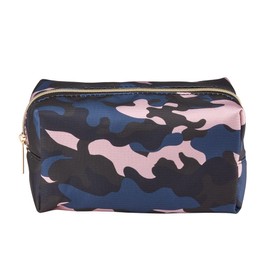 Conair Makeup Bag, Cosmetic Bag - Great for Makeup Brushes or Cosmetics, Perfect Size for Purse or Carry-On, 2 Piece Organizer Shape in Blue, Pink and Black Camouflage