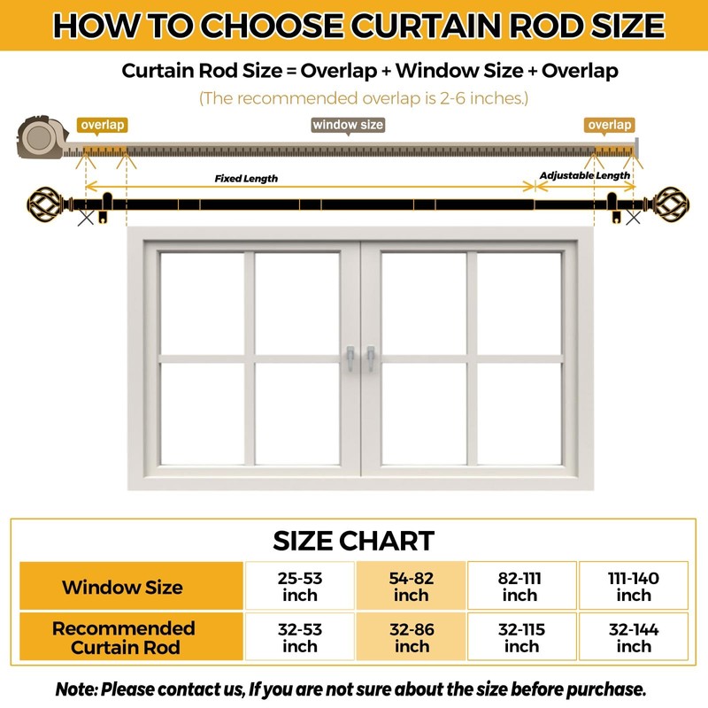 Bronze Curtain Rods for Windows 48 to 84 Inch, USFOOK