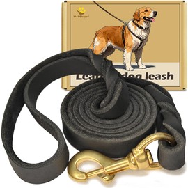 WERCHNPET Leather Dog Leash 4ft, Hheavy Duty, Soft and Strong for Large, Medium, Small Dogs - Premium Leather Leash for Dogs