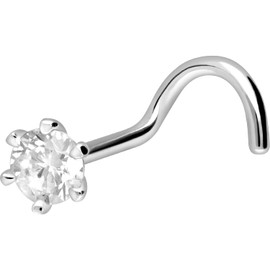 Piercingline® Spiral Nose Stud Crystal Flower, 18 K White Gold