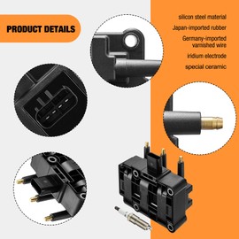 BDFHYK Ignition Coil Pack UF305 and Iridium Spark Plugs LZTR5AGP for Chrysler Pacifica Town & Country Voyage Dodge Caravan Grand Caravan Jeep Wrangler Volkswagen Routan 3.3L 3.8L V6 for C1442 Set of 6