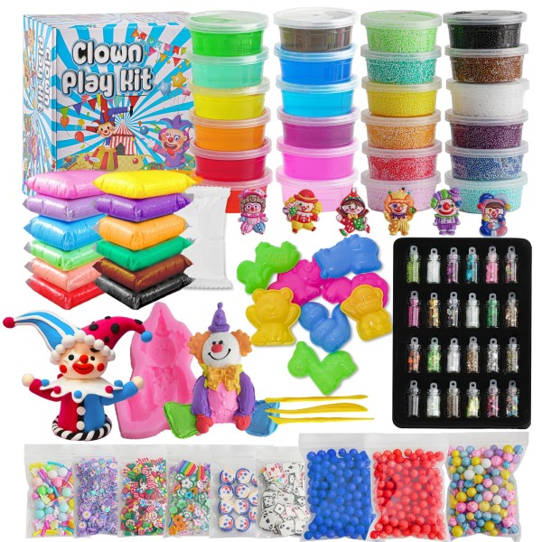 Okaybee 149 Pcs Clown Jumbo Slime Making Kit Clear Crystal