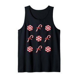 Candy Cane Peppermint Candy Christmas Tank Top