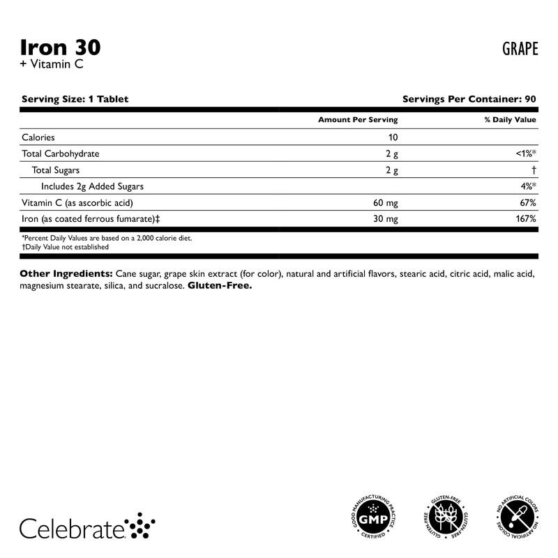 Celebrate Vitamins Iron Supplement with Vitamin C - 30mg Iron,