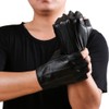 JISEN Men PU Leather Punk Half Finger Snap Performance Gloves