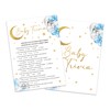 QUDNCR Baby Trivia Game Cards, Moon and Stars Baby Shower