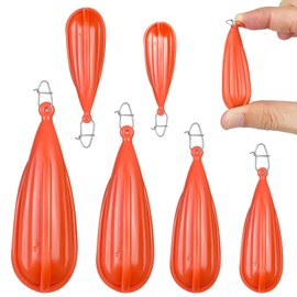SNIRFAQM 6 Pcs Mixed Sizes Fishing Practice Plugs Orange Soft PVC Bait Casting Plug for Children Kids Improving Casting Skills
