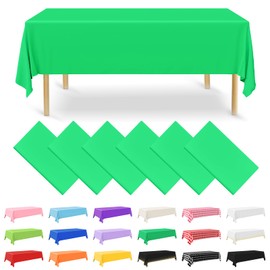NACHLYNN 6 Pack Disposable Plastic Tablecloths 54 x 108 Inch Dark Green Rectangle Table Cover for Holiday Party Engagement Weddings Baptism Birthday Decoration