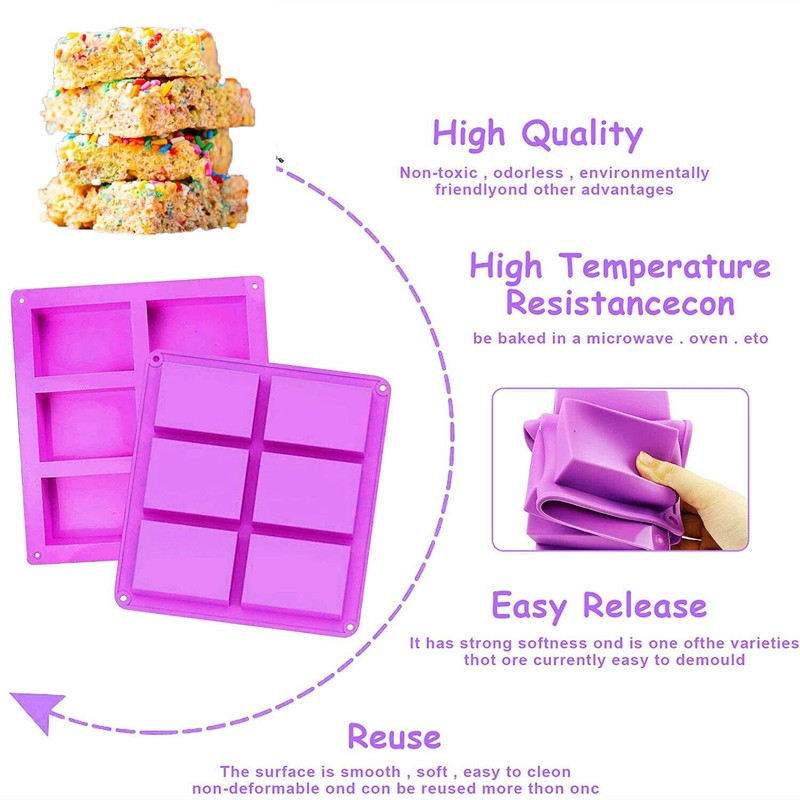Rice Snacks Molds for Rice Krispy Treat Baking, 3pcs 6-Cavity